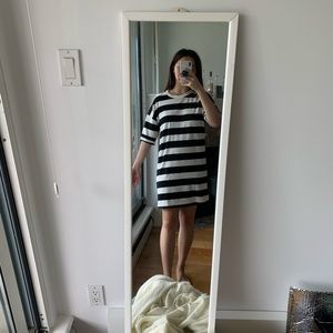 Oversized Black and White Striped Tshirt Dress🏁